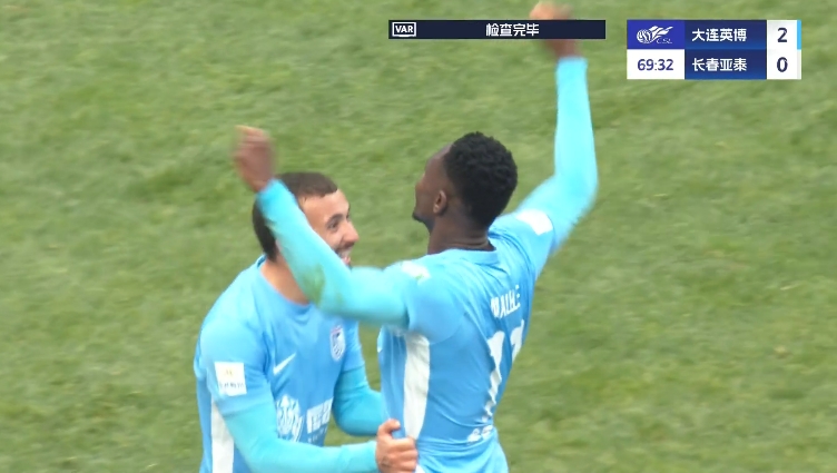 馬萊萊大連處子球！呂焯毅助攻馬萊萊破門，大連英博2-0亞泰
